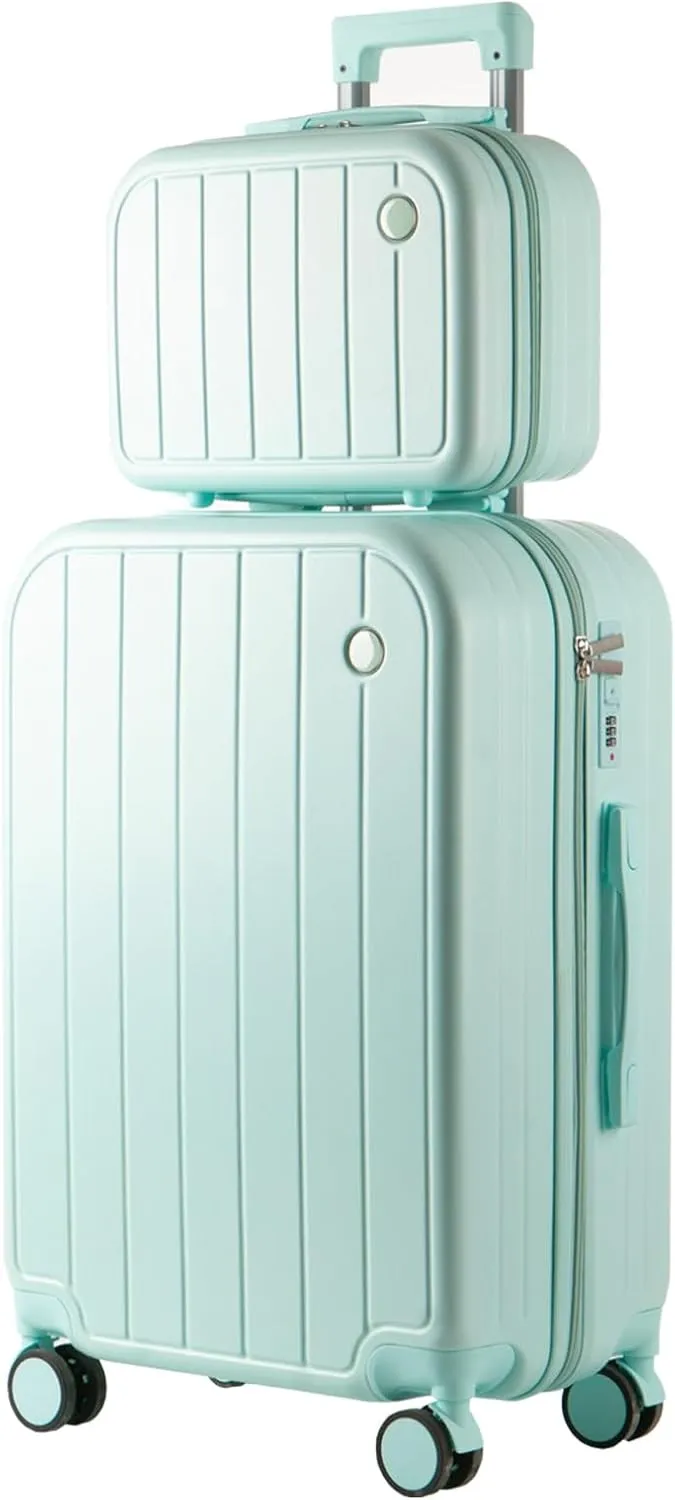 2 Pack Carry on Luggage with Spinner Wheels, Durable Hardside Rolling TSA Lock Suitcase for Lightweight Travel (Azure(14 20) Inch)