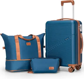 3-Piece Carry On Luggage Set 22x14x9 Airline Approved, 20 Inch Lightweight ABS Suitcases with Wheels and TSA Lock - Durable Waterproof Travel Suitcase Set
