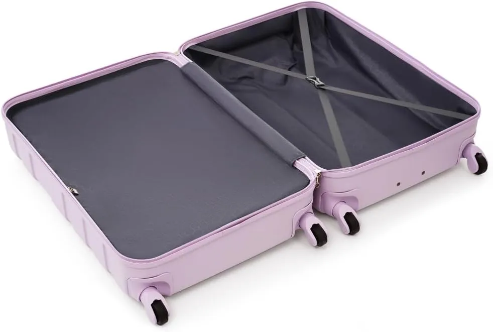 ABS Hardshell Luggage Sets 3-Piece, Lightweight Hardside Suitcase with Spinner Wheels & Lock, Durable Checked Luggage for International Travel, Business, Family Vacation (Purple)