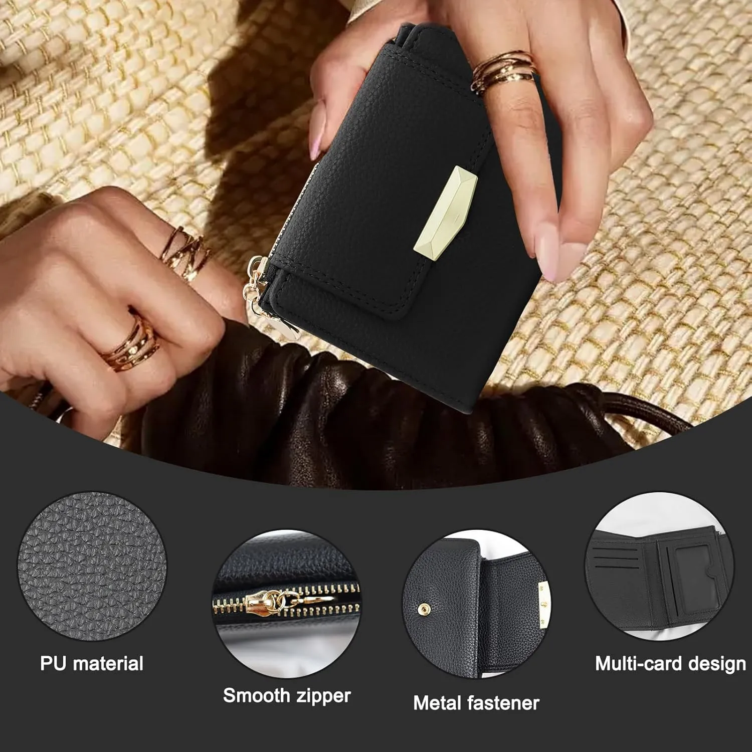 AdiStylinno Women's Bifold Compact Small Purse Women's Fashion Credit Card Holder Wallet with ID Window and Zip Coin Compartment