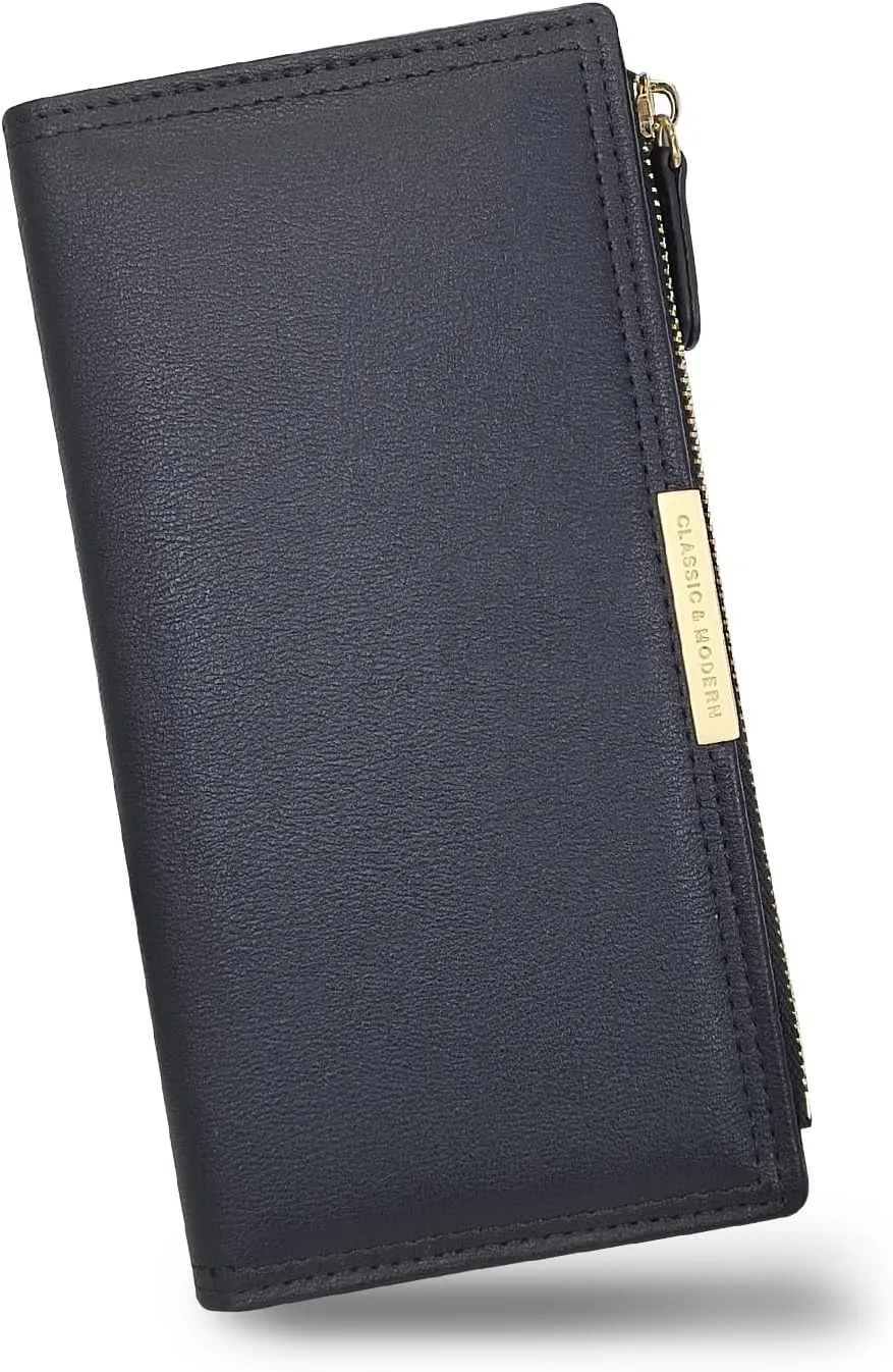 AdiStylinno Women's Wallet Large Capacity Long Slim Wallet Women's Multifunctional Wallet PU Leather Wallet with Zip Coin Pocket Multi Slots Cash Compartments ID Window