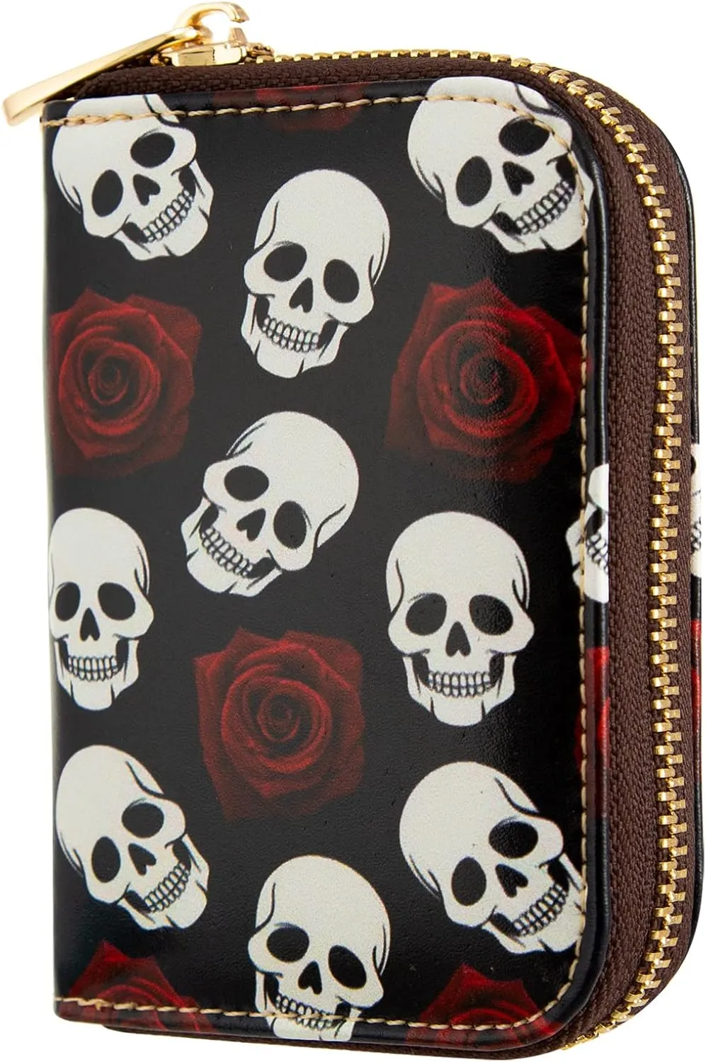 ANNAMISSI Rfid Credit Card Holder,Wallet Women Organizer Accordian Men Minimalist Wallet,Card Holder Keychain, Skull, Multifunction