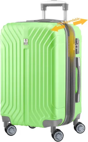 AnyZip Luggage Expandable PC ABS Durable Hardside Suitcase with Spinner Wheels TSA Lock Checked-Medium 24 Inch LightGreen