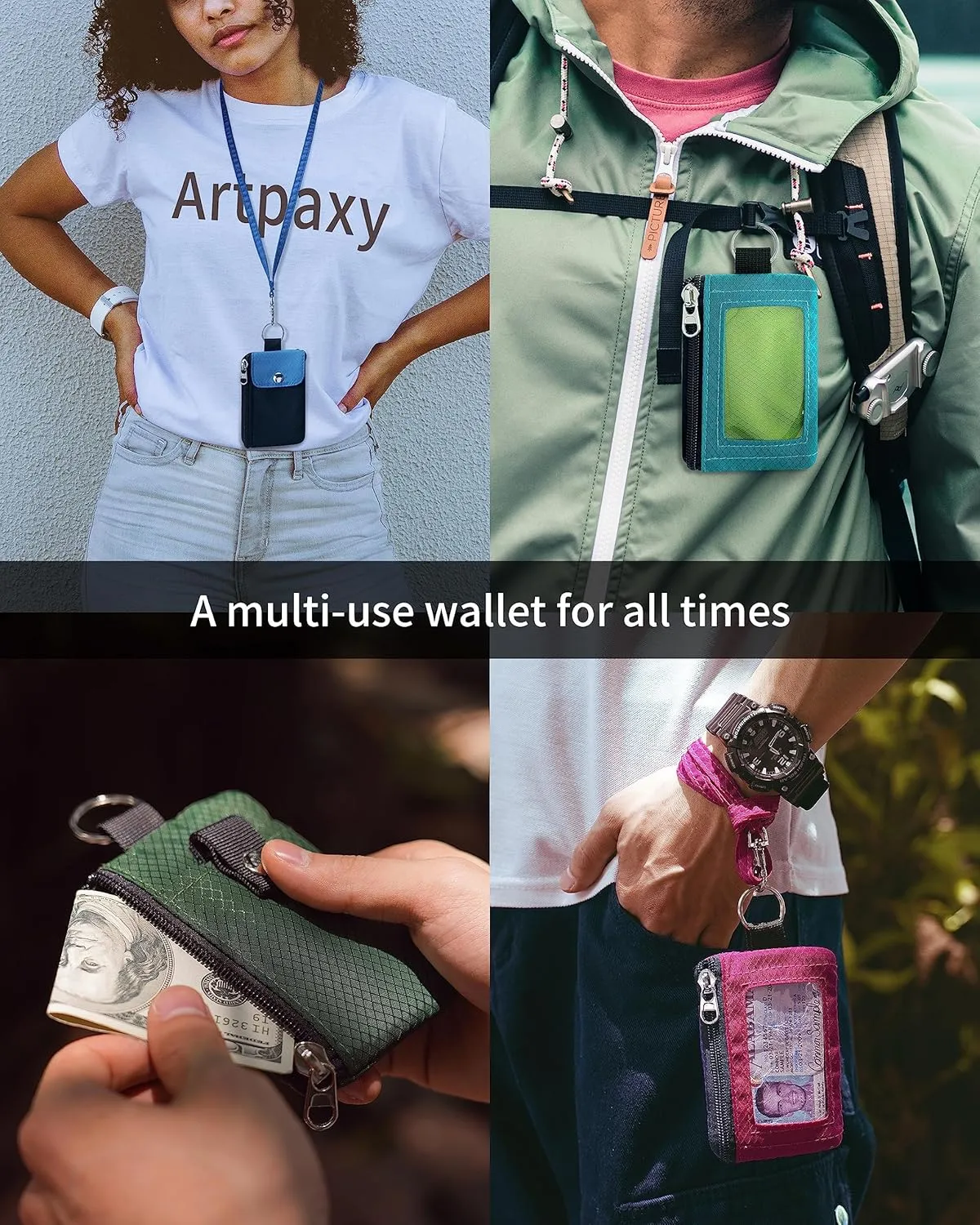 Artpaxy Minimalist Wallet For Mens Womens, Army Green, Classic