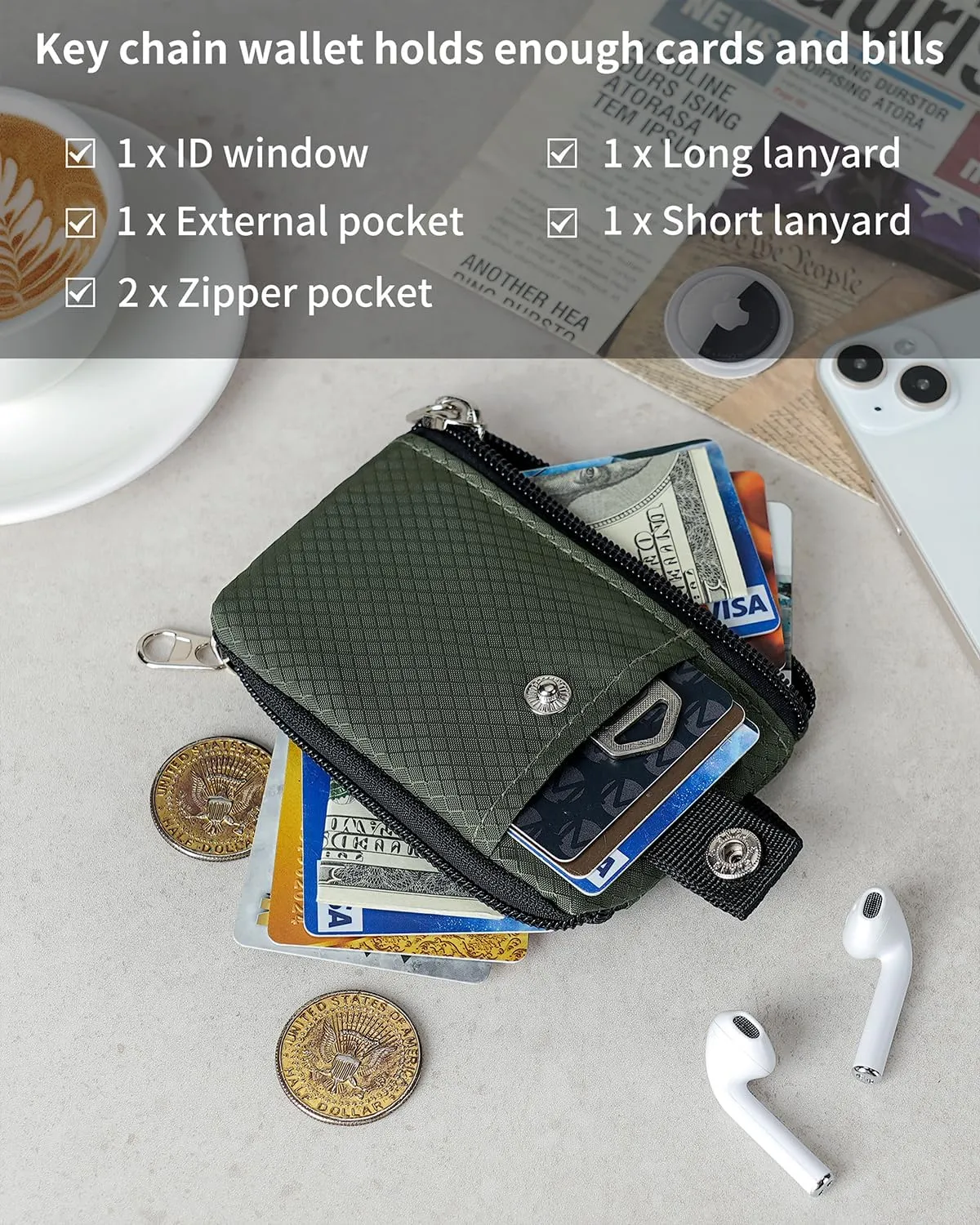Artpaxy Minimalist Wallet For Mens Womens, Army Green, Classic