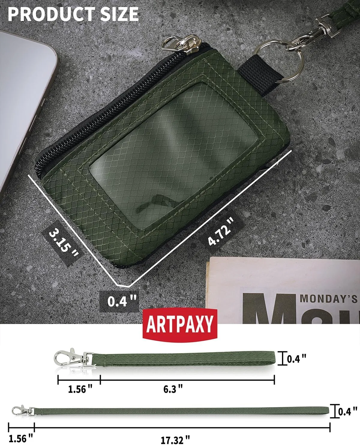 Artpaxy Minimalist Wallet For Mens Womens, Army Green, Classic