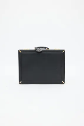 Black Leather Double Lock Suitcase