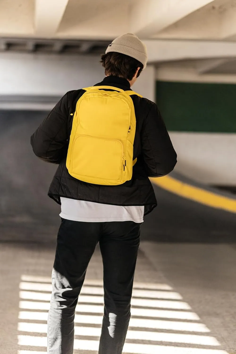 BREVITE The Backpack- Casual daypack backpacks for every function. Compact but spacious 18L aesthetic traveling backpack with laptop compartment. (Tan)