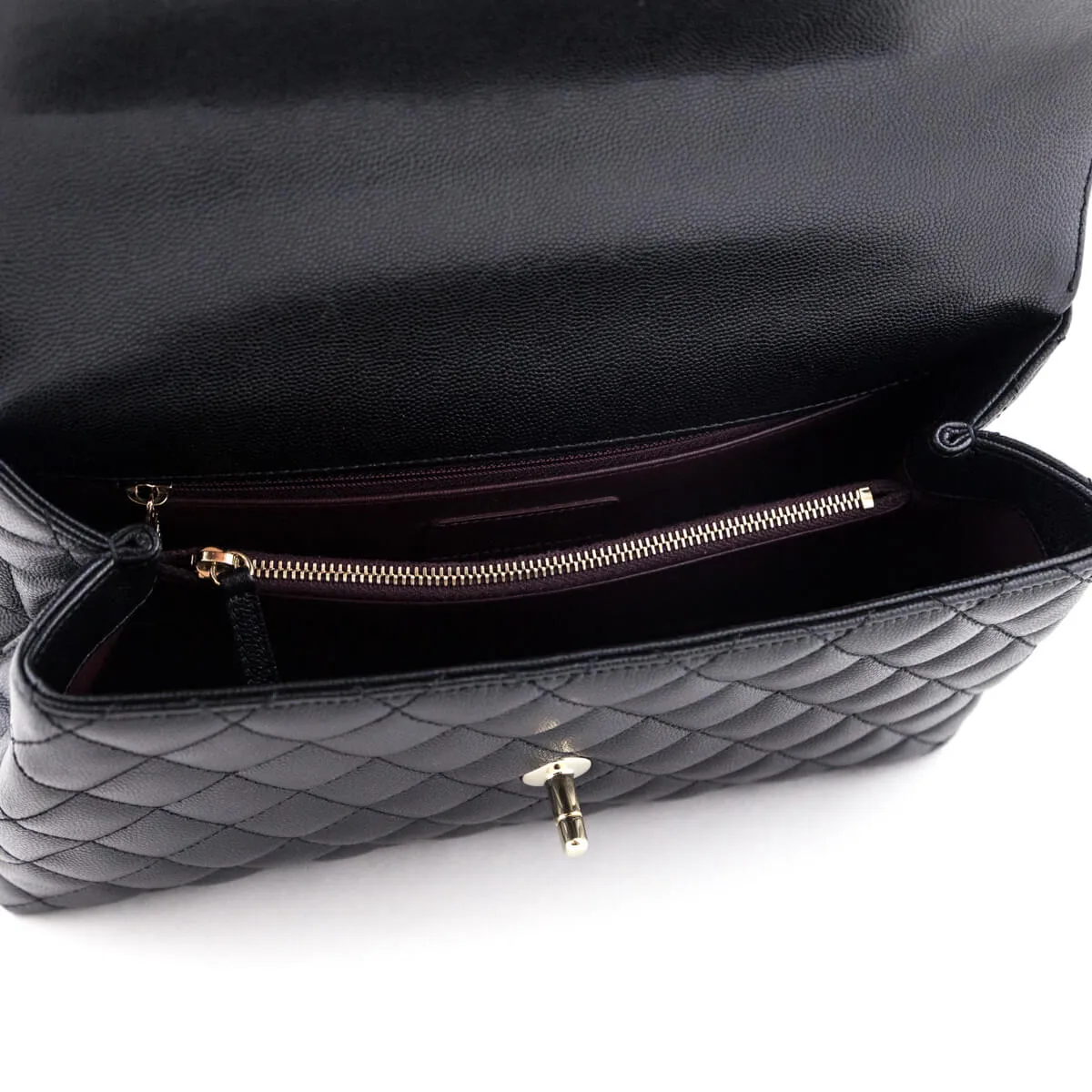 Chanel Black Quilted Caviar Small Coco Handle Flap Bag