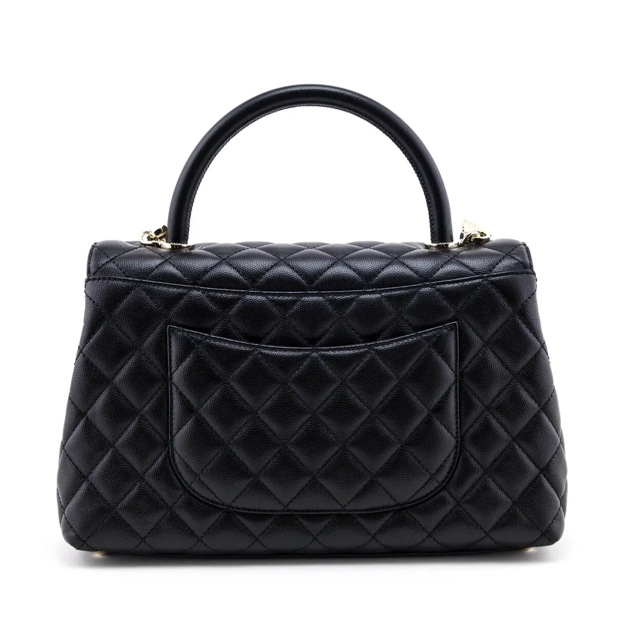 Chanel Black Quilted Caviar Small Coco Handle Flap Bag