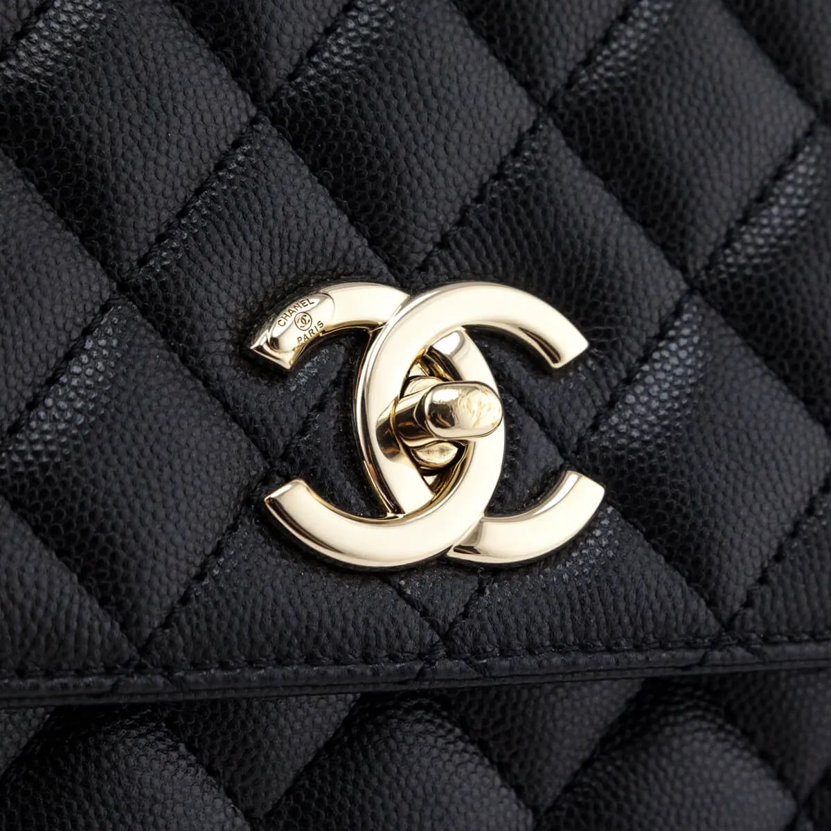 Chanel Black Quilted Caviar Small Coco Handle Flap Bag