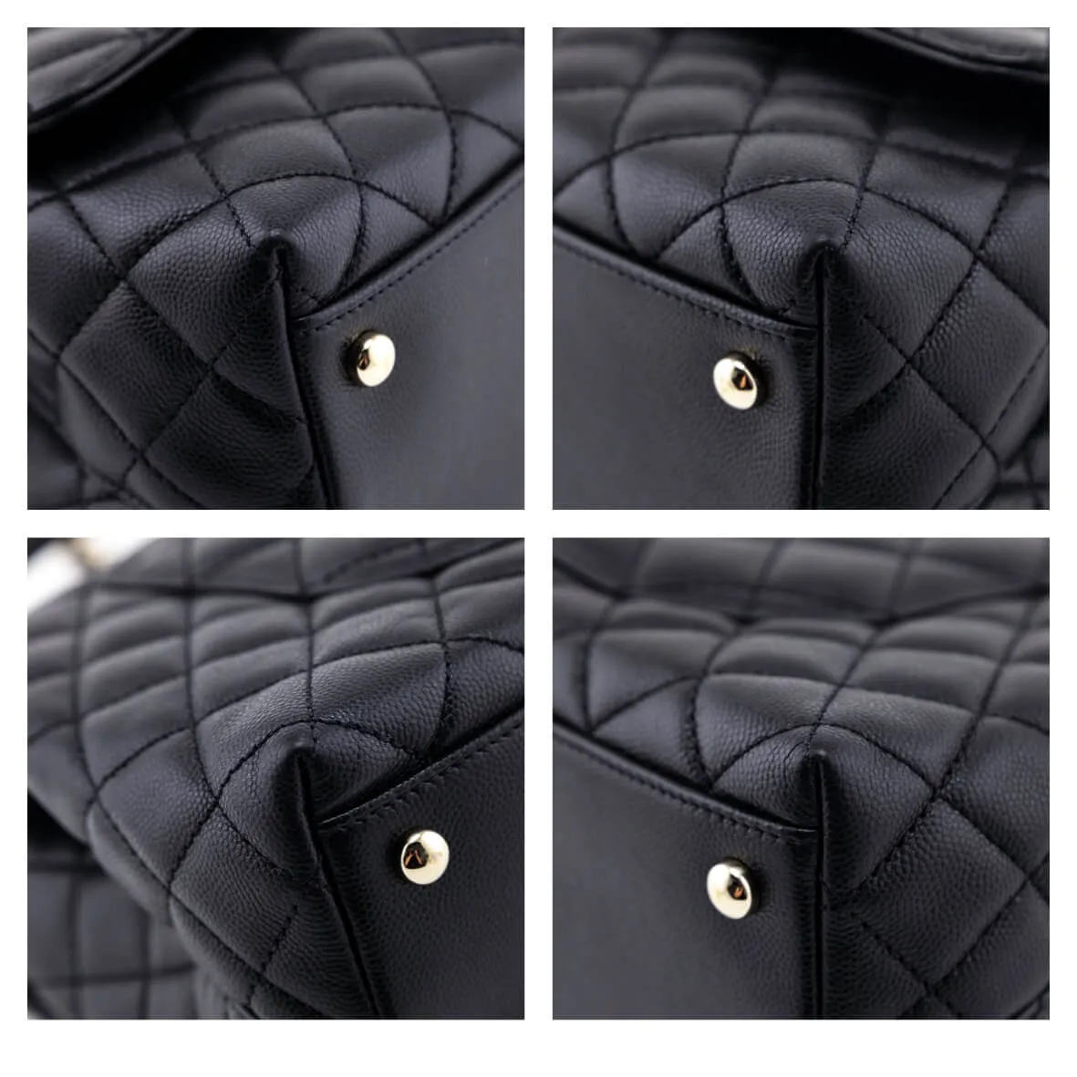 Chanel Black Quilted Caviar Small Coco Handle Flap Bag
