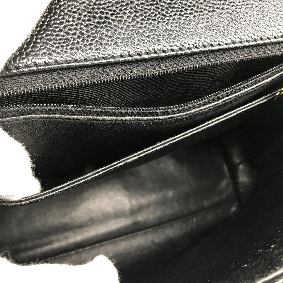 Chanel CC Caviar Leather Kelly Handbag Black