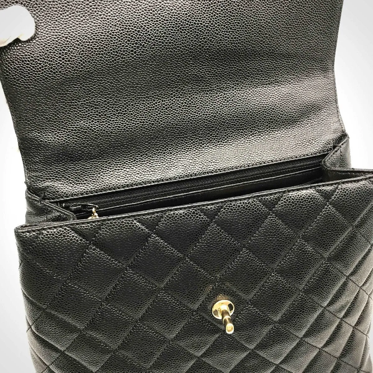 Chanel CC Caviar Leather Kelly Handbag Black