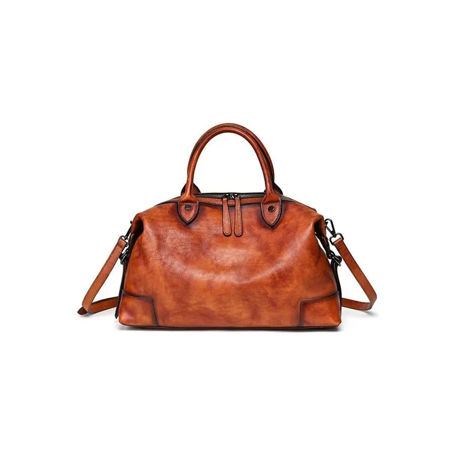 Chic Cowhide Retro Leather Handbag