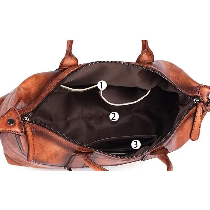 Chic Cowhide Retro Leather Handbag