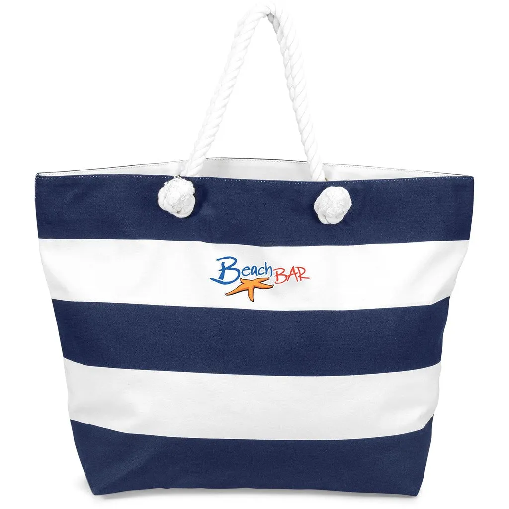 Coastline Cotton Beach Bag - Navy