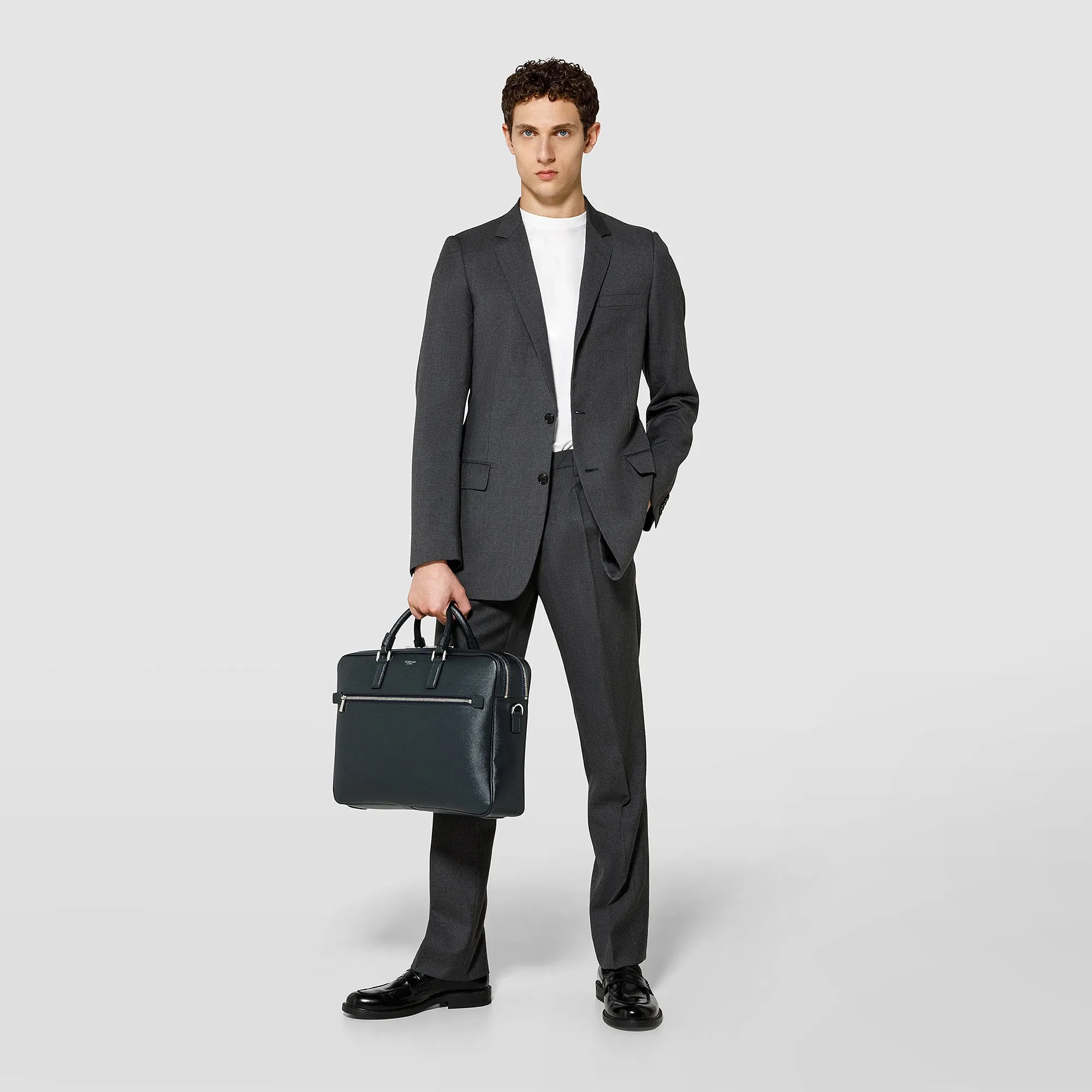 DOUBLE GUSSET BRIEFCASE IN EVOLUZIONE LEATHER