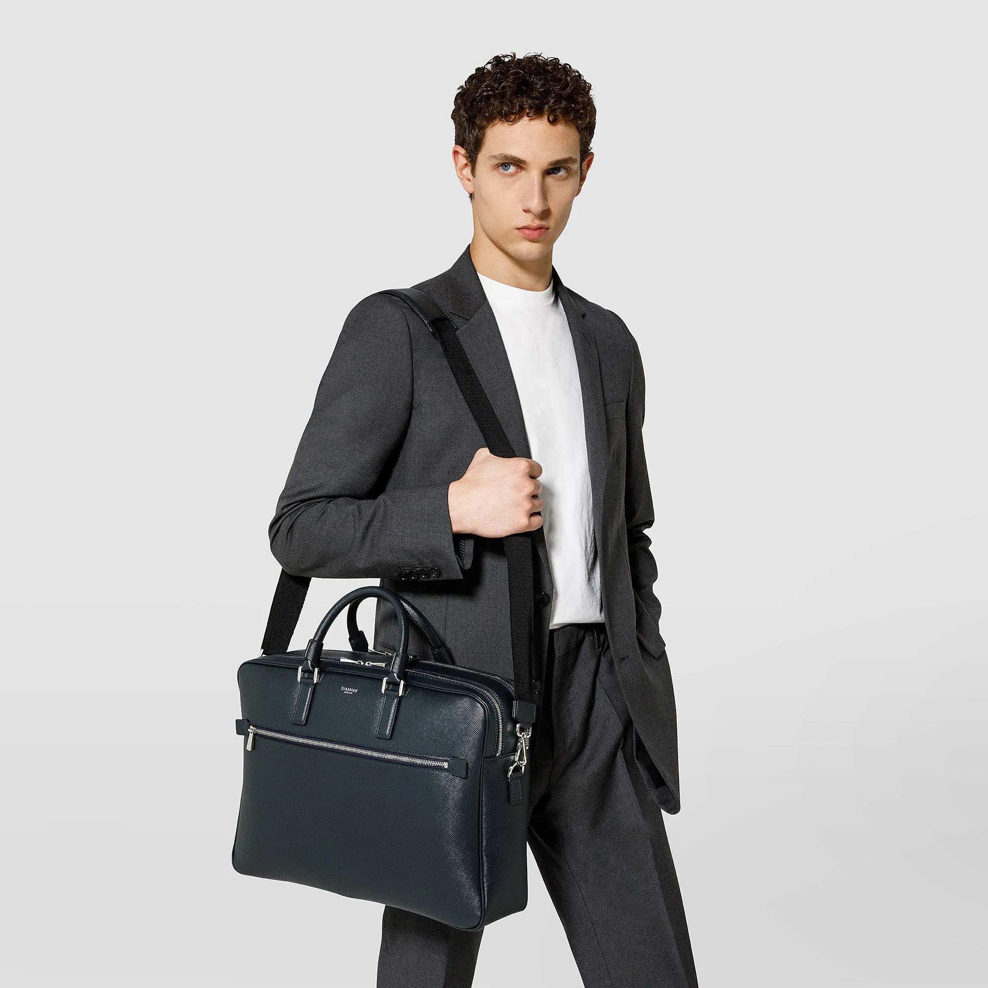 DOUBLE GUSSET BRIEFCASE IN EVOLUZIONE LEATHER