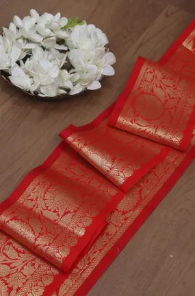 Elegant Red Banarasi Silk Lace: 1 Mtr