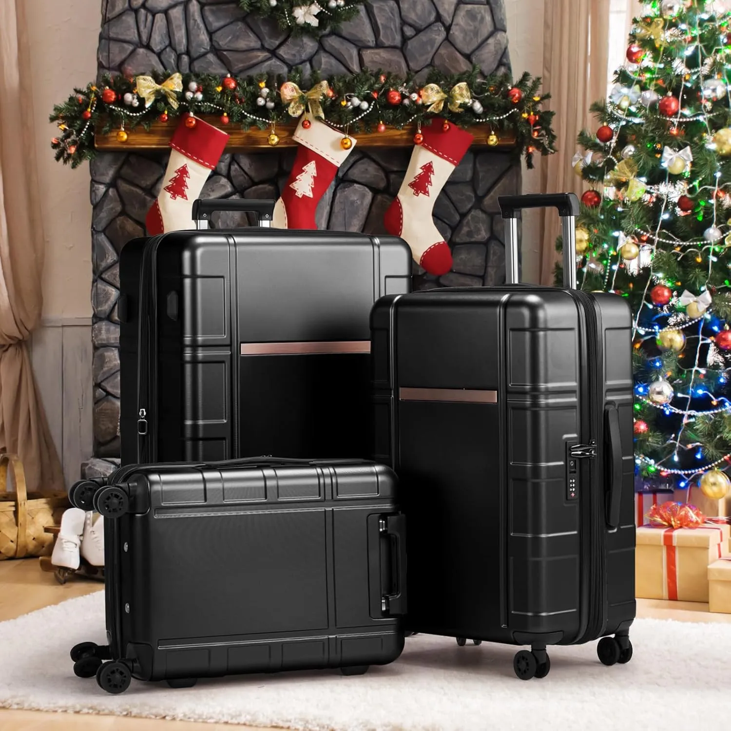Expandable Carry on Luggage 22x14x9 Airline Approved, ABS PC HardShell Small Suitcase with Wheels, Waterproof Durable Carry on Suitcase with TSA Lock for Travel Business - Black, 20In