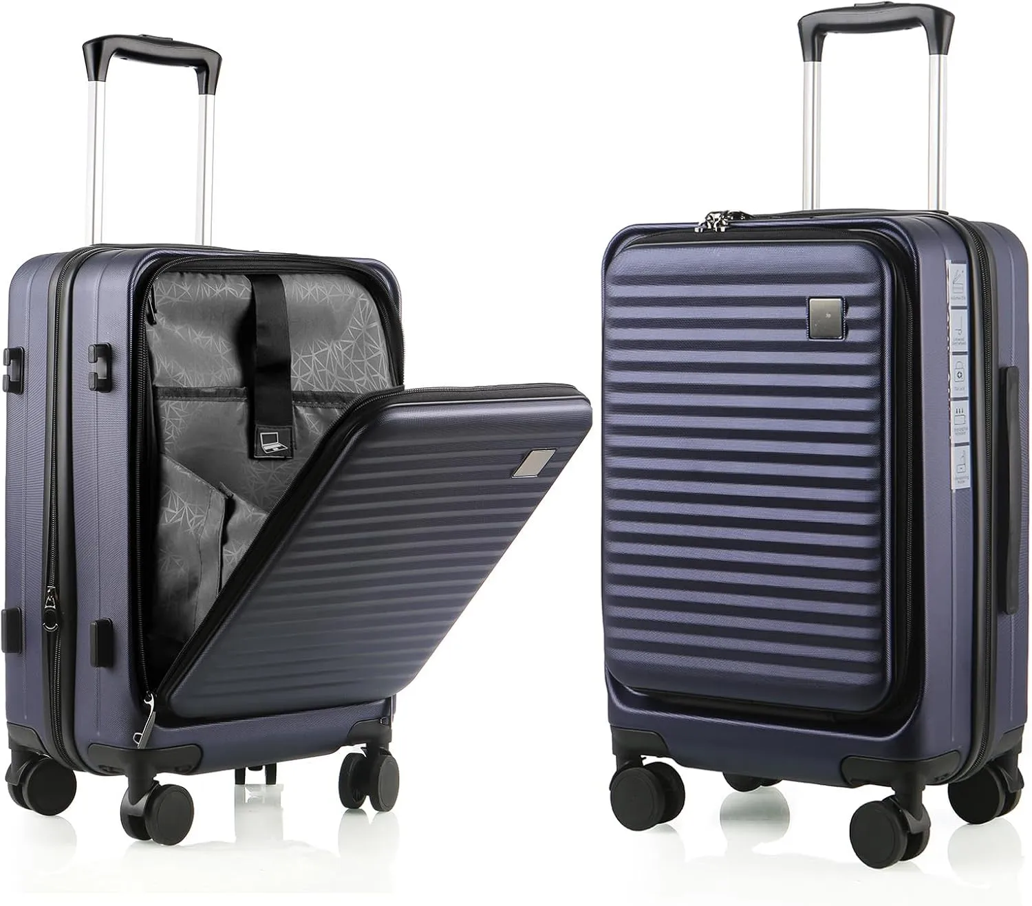 Expandable Carry On Luggage Durable Hardside Lightweight Rolling Suitcases with Spinner Wheels TSA Lock, (Dark Blue, 20-Inch)