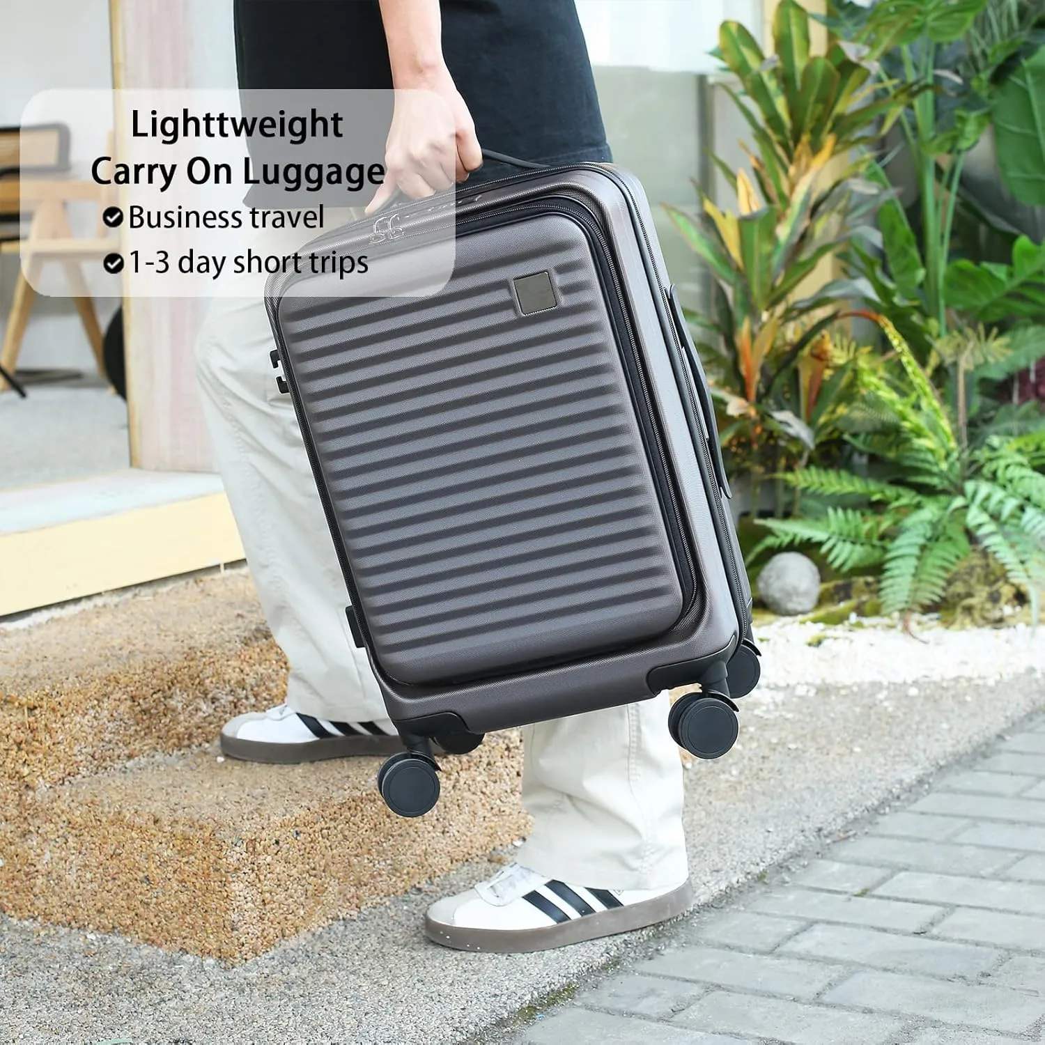 Expandable Carry On Luggage Durable Hardside Lightweight Rolling Suitcases with Spinner Wheels TSA Lock, (Grey, 20-Inch)