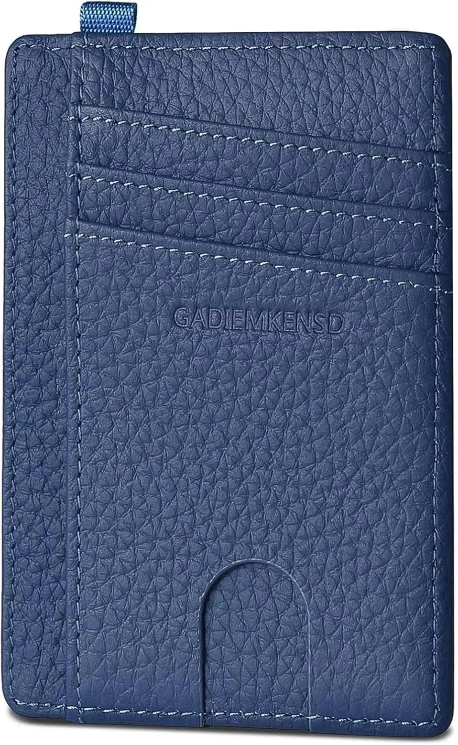 GADIEMKENSD Slim Wallet Minimalist Credit Card Holder RFID Blocking Genuine Leather Compact Size Card Case for Women Men Purse with D-Shackle Llaveros De Hombre Exemption Card Set Navy Blue