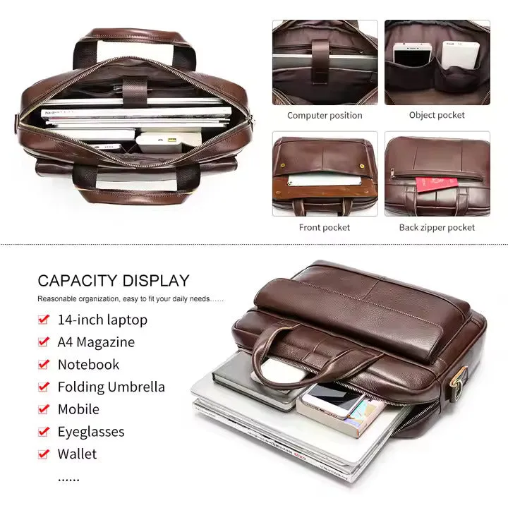 Genuine Leather Business Office Briefcase
