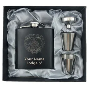Grand Master Blue Lodge Flask - 2 Shot Glasses & Funnel