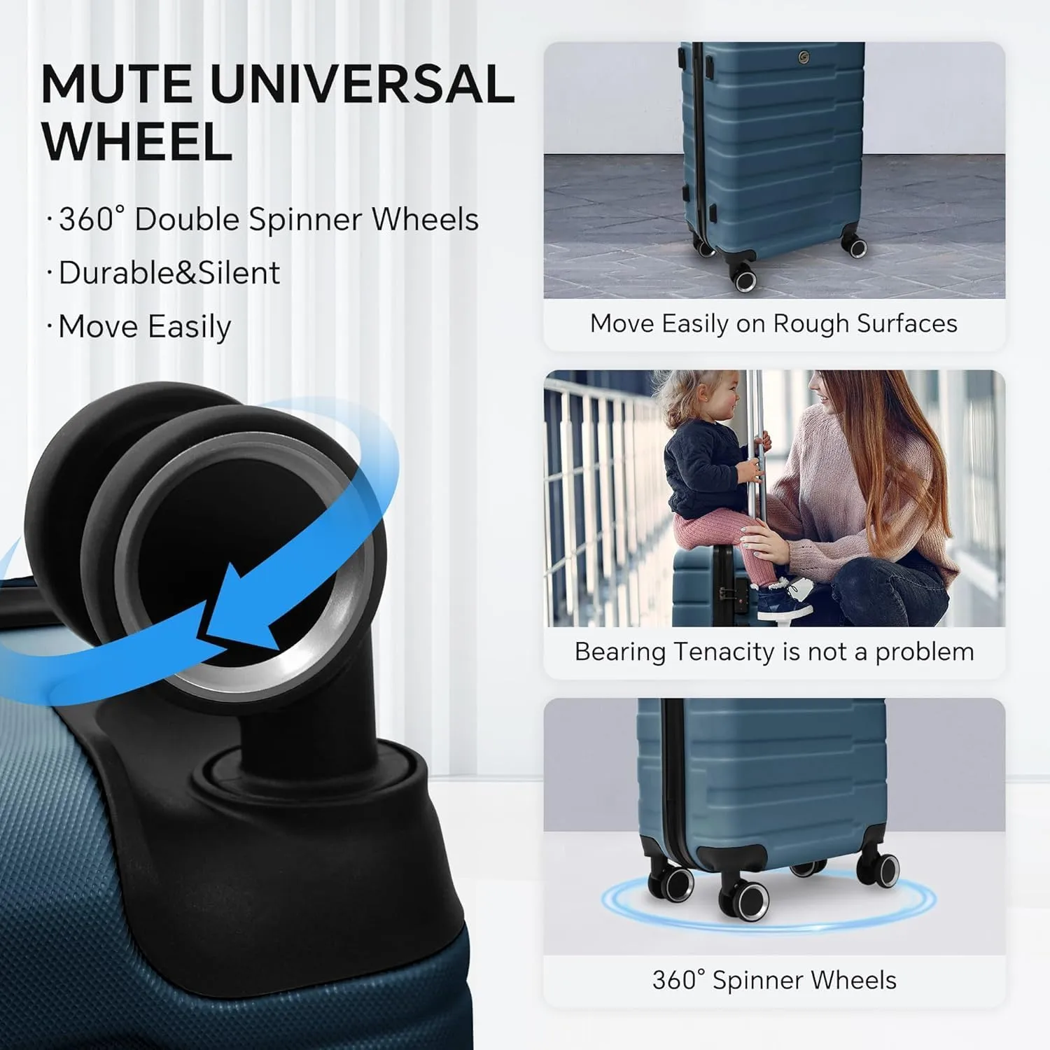 Hardshell Luggage Sets with TSA Lock, Large Suitcases with Spinner Wheels, Rolling Luggage Sets, Carry On Luggage, Lightweight Durable Design, Great Choice for Travel, Business(4PCS Blue)