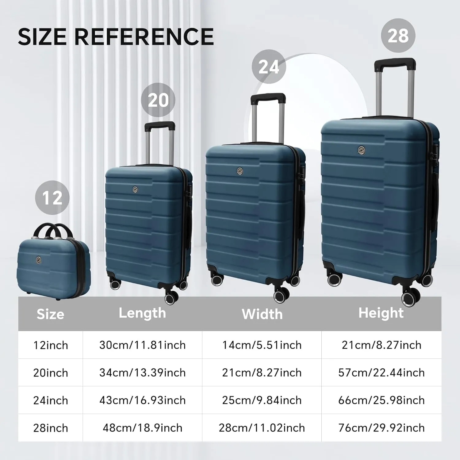 Hardshell Luggage Sets with TSA Lock, Large Suitcases with Spinner Wheels, Rolling Luggage Sets, Carry On Luggage, Lightweight Durable Design, Great Choice for Travel, Business(4PCS Blue)