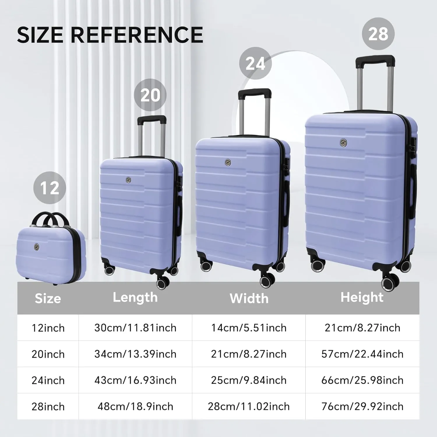 Hardshell Luggage Sets with TSA Lock, Large Suitcases with Spinner Wheels, Rolling Luggage Sets, Carry On Luggage, Lightweight Durable Design, Great Choice for Travel, Business(4PCS Purple)