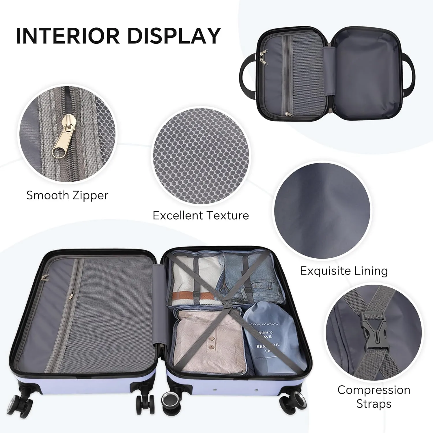 Hardshell Luggage Sets with TSA Lock, Large Suitcases with Spinner Wheels, Rolling Luggage Sets, Carry On Luggage, Lightweight Durable Design, Great Choice for Travel, Business(4PCS Purple)
