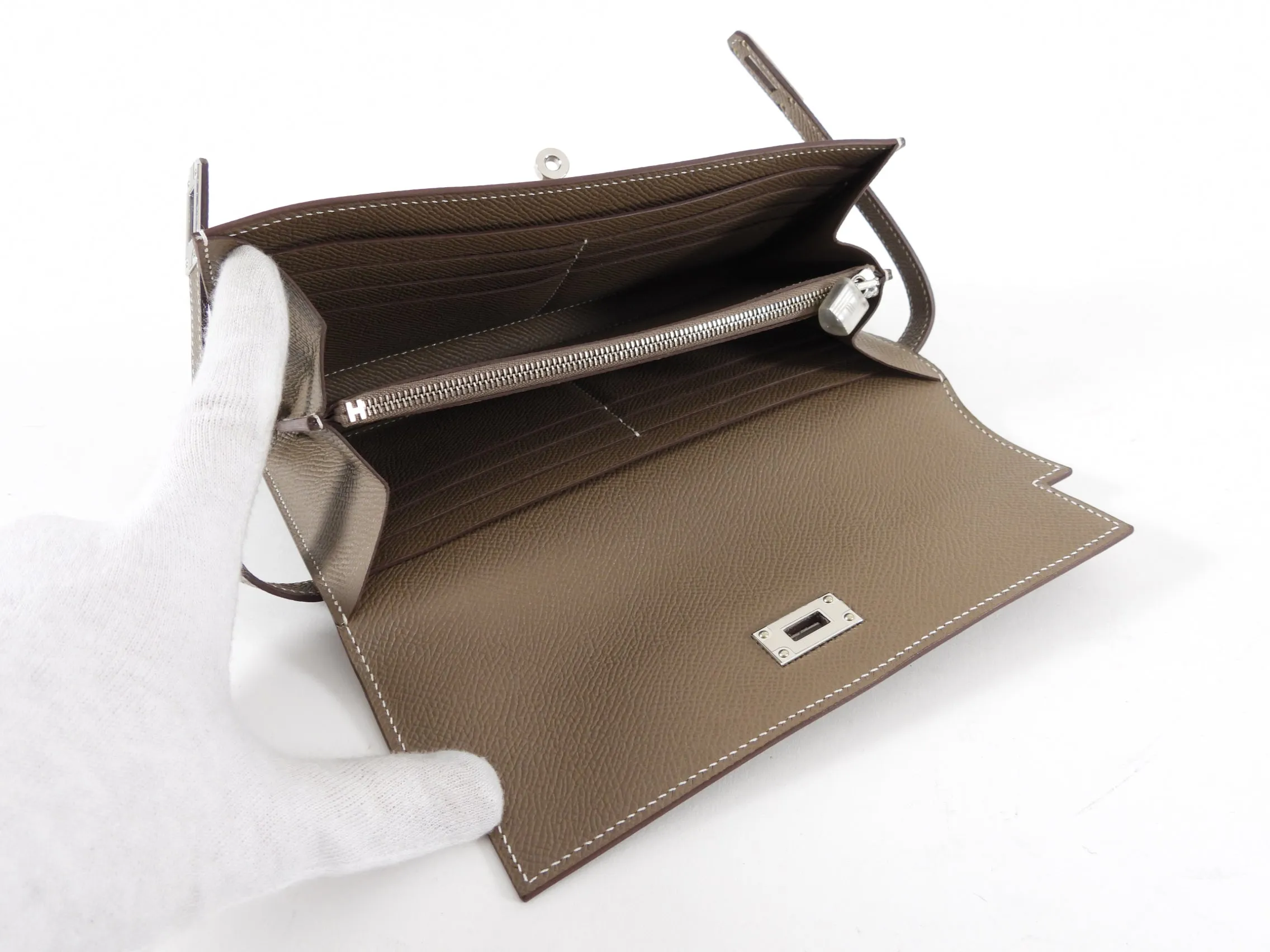 Hermes Kelly Classic Etoupe Epsom Wallet PHW