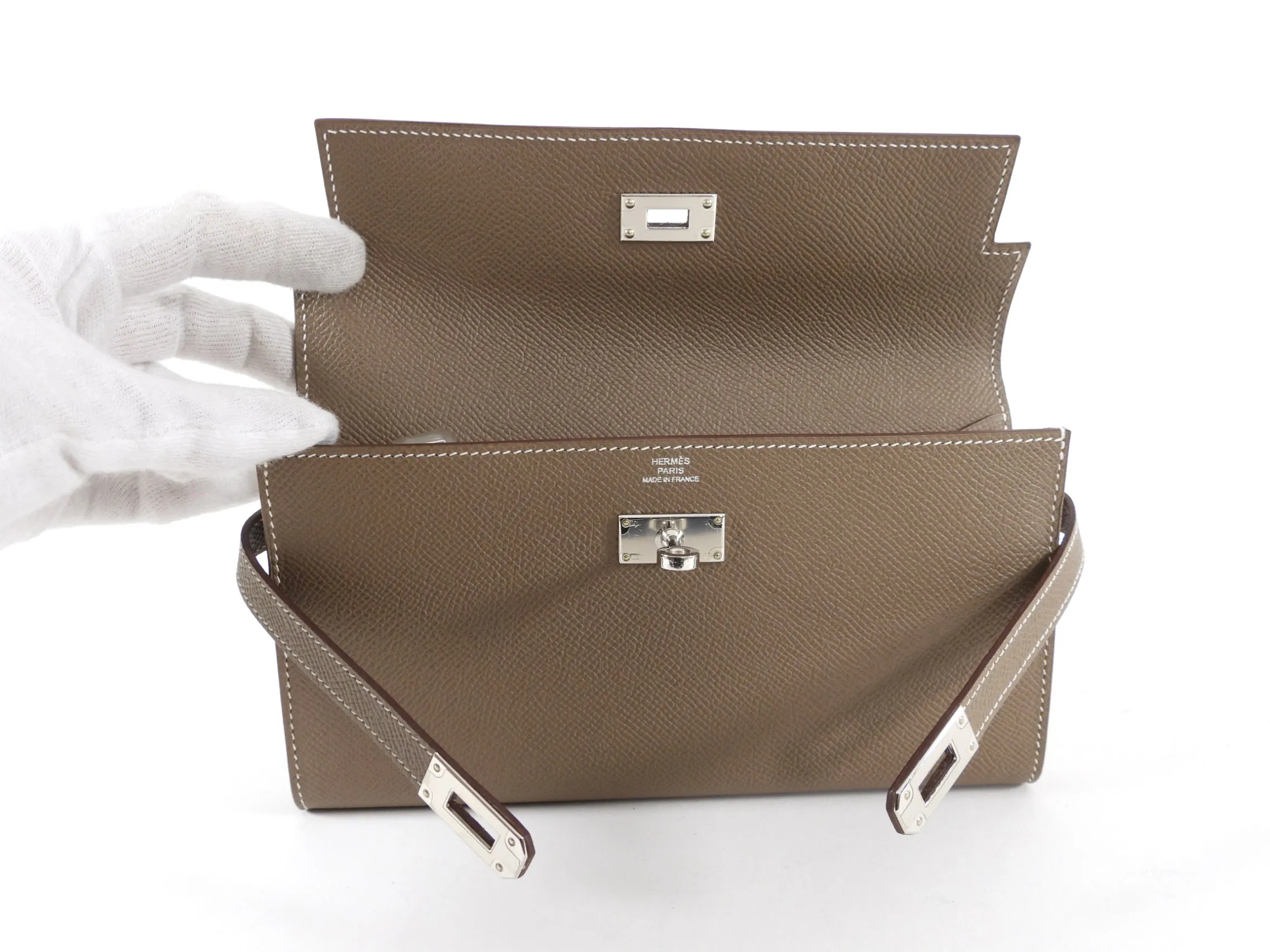 Hermes Kelly Classic Etoupe Epsom Wallet PHW