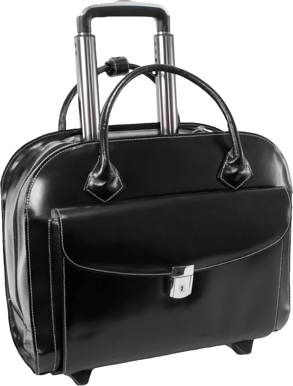 McKlein 15" Leather Wheeled Ladies' Laptop Briefcase- GRANVILLE- Black