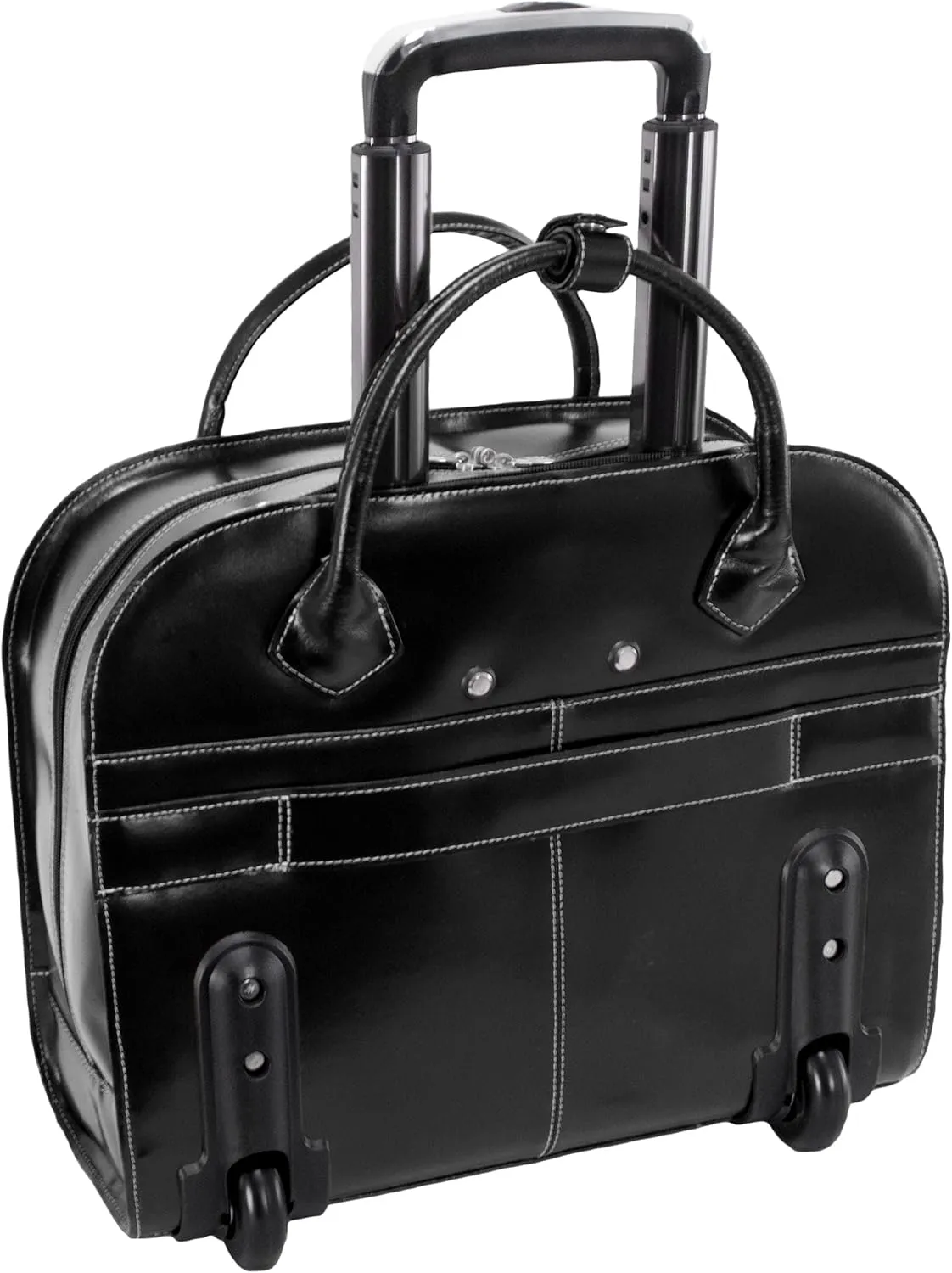 McKlein 15" Leather Wheeled Ladies' Laptop Briefcase- GRANVILLE- Black
