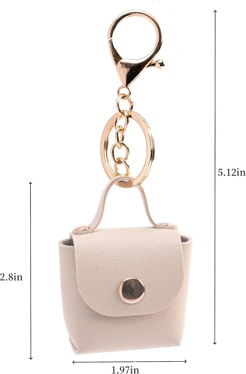 Mini PU Leather Handbag keychain - Coin Purse, Earphone Pouch, Keychain - Elegant and Minimalist Design for Women(Beige)