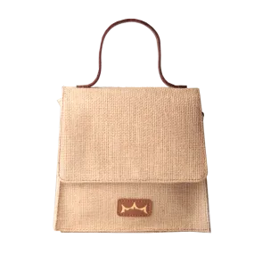 Mini Sling Briefcase - Jute and Leather