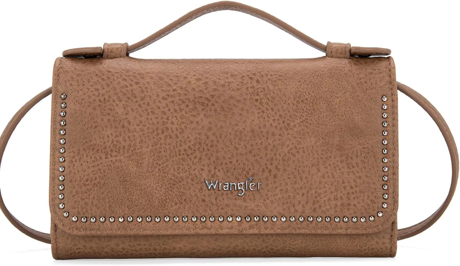 Montana West Wrangler Clutch Wallet for Women RFID Cute Crossbody Purse with Silver Rivets, Top-Khaki, small, Minimalist