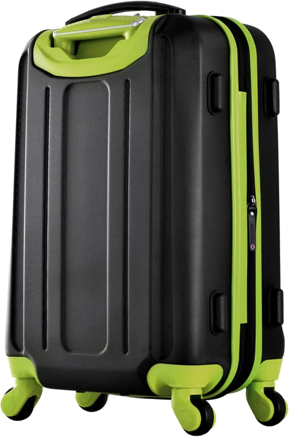 Olympia USA Apache II 21 Inch Expandable Rolling Carry On Lightweight Hardside Double 4 Wheel Spinner Luggage Suitcase with Locking System and Hidden Laptop Compartment, Black/Lime