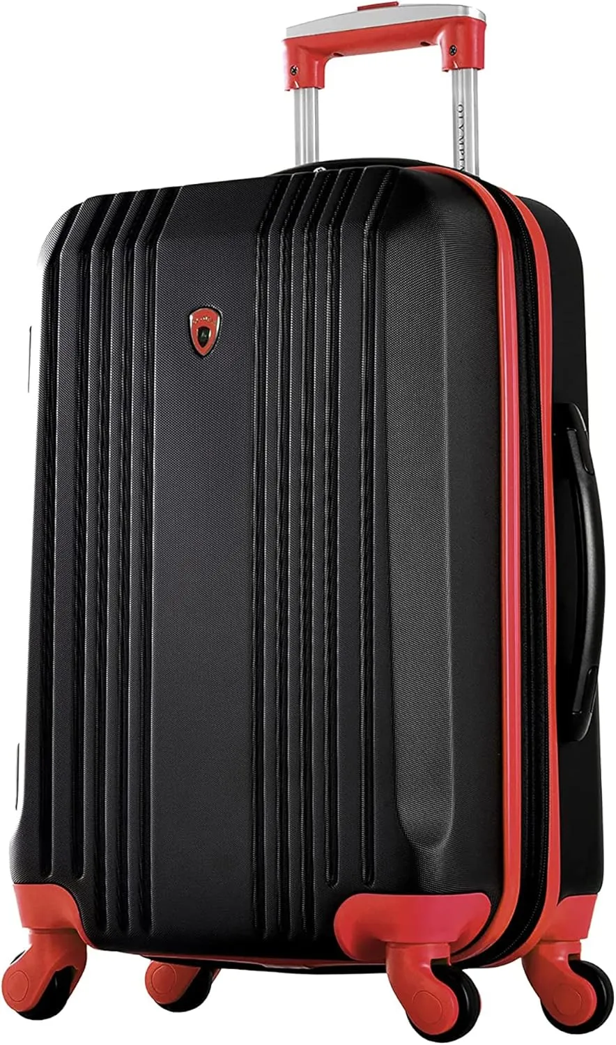 Olympia USA Apache II 21 Inch Expandable Rolling Carry On Lightweight Hardside Double 4 Wheel Spinner Luggage Suitcase with Locking System and Hidden Laptop Compartment, Black/Red