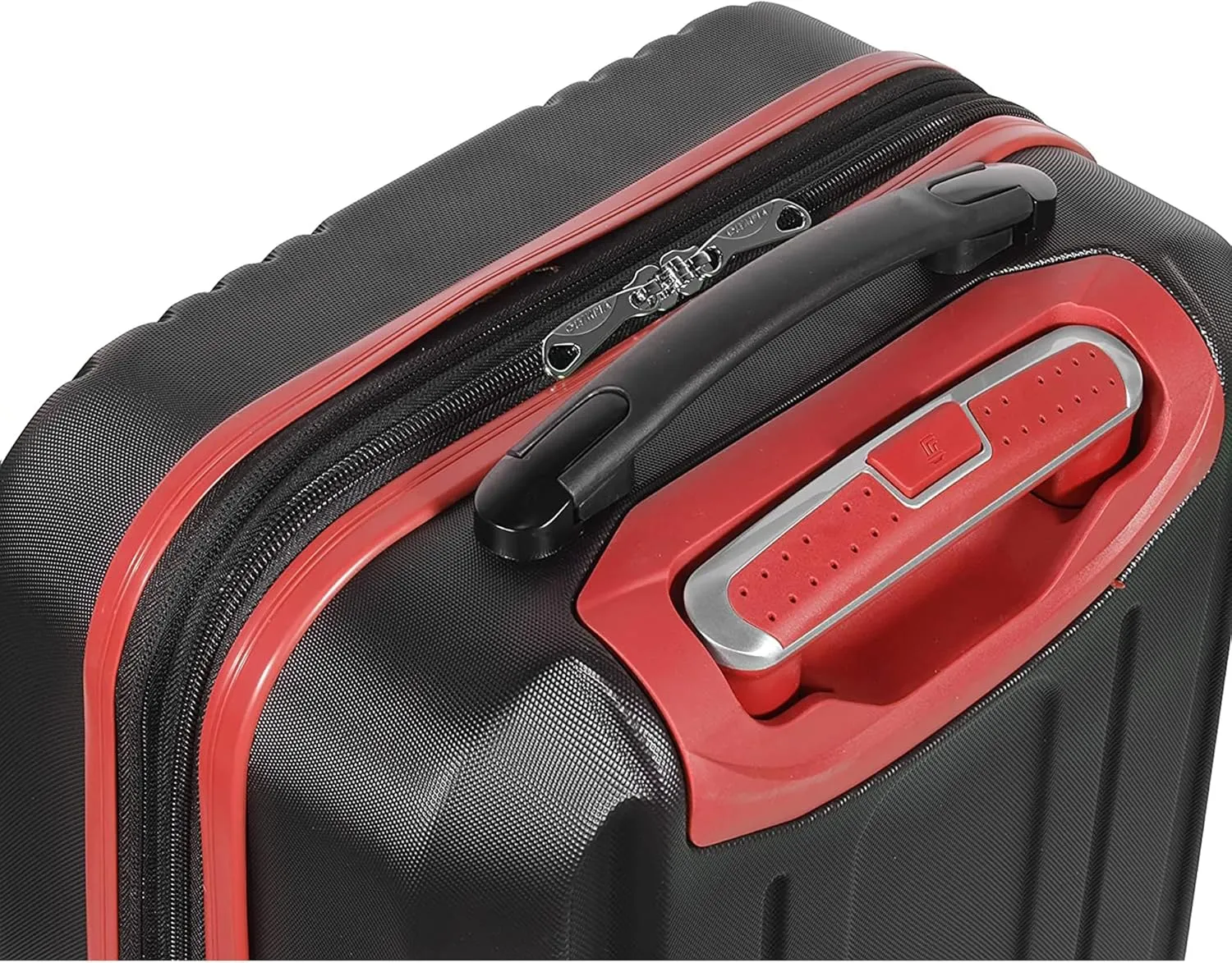 Olympia USA Apache II 21 Inch Expandable Rolling Carry On Lightweight Hardside Double 4 Wheel Spinner Luggage Suitcase with Locking System and Hidden Laptop Compartment, Black/Red