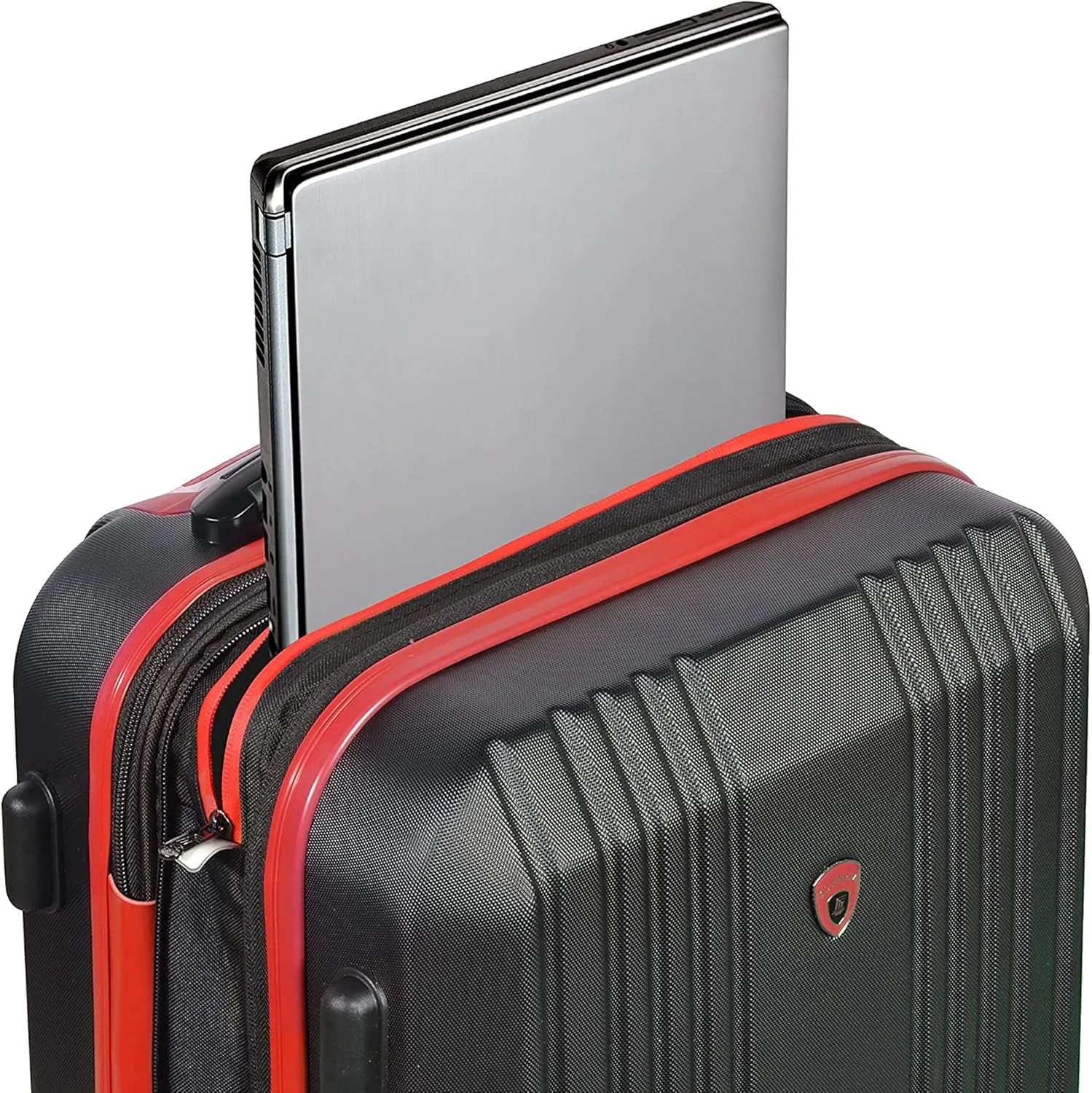 Olympia USA Apache II 21 Inch Expandable Rolling Carry On Lightweight Hardside Double 4 Wheel Spinner Luggage Suitcase with Locking System and Hidden Laptop Compartment, Black/Red