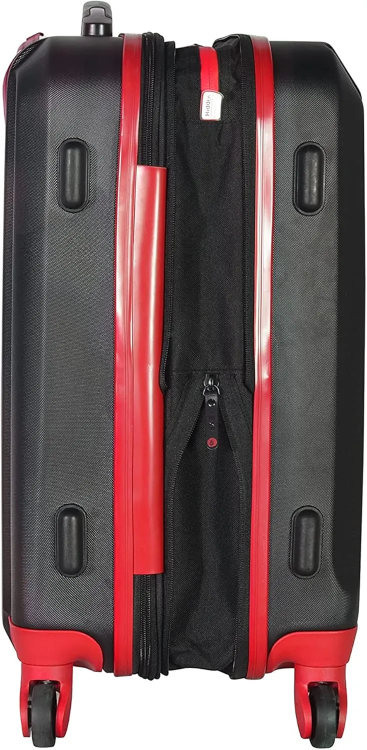 Olympia USA Apache II 21 Inch Expandable Rolling Carry On Lightweight Hardside Double 4 Wheel Spinner Luggage Suitcase with Locking System and Hidden Laptop Compartment, Black/Red