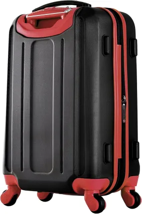 Olympia USA Apache II 21 Inch Expandable Rolling Carry On Lightweight Hardside Double 4 Wheel Spinner Luggage Suitcase with Locking System and Hidden Laptop Compartment, Black/Red