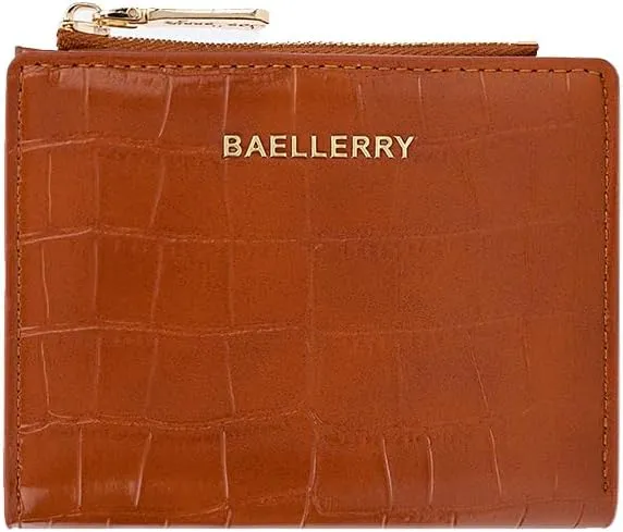 PORRASSO Fashion Wallet Ladies Minimalist Purse Women's PU Leather Change Pouch, Brown, L