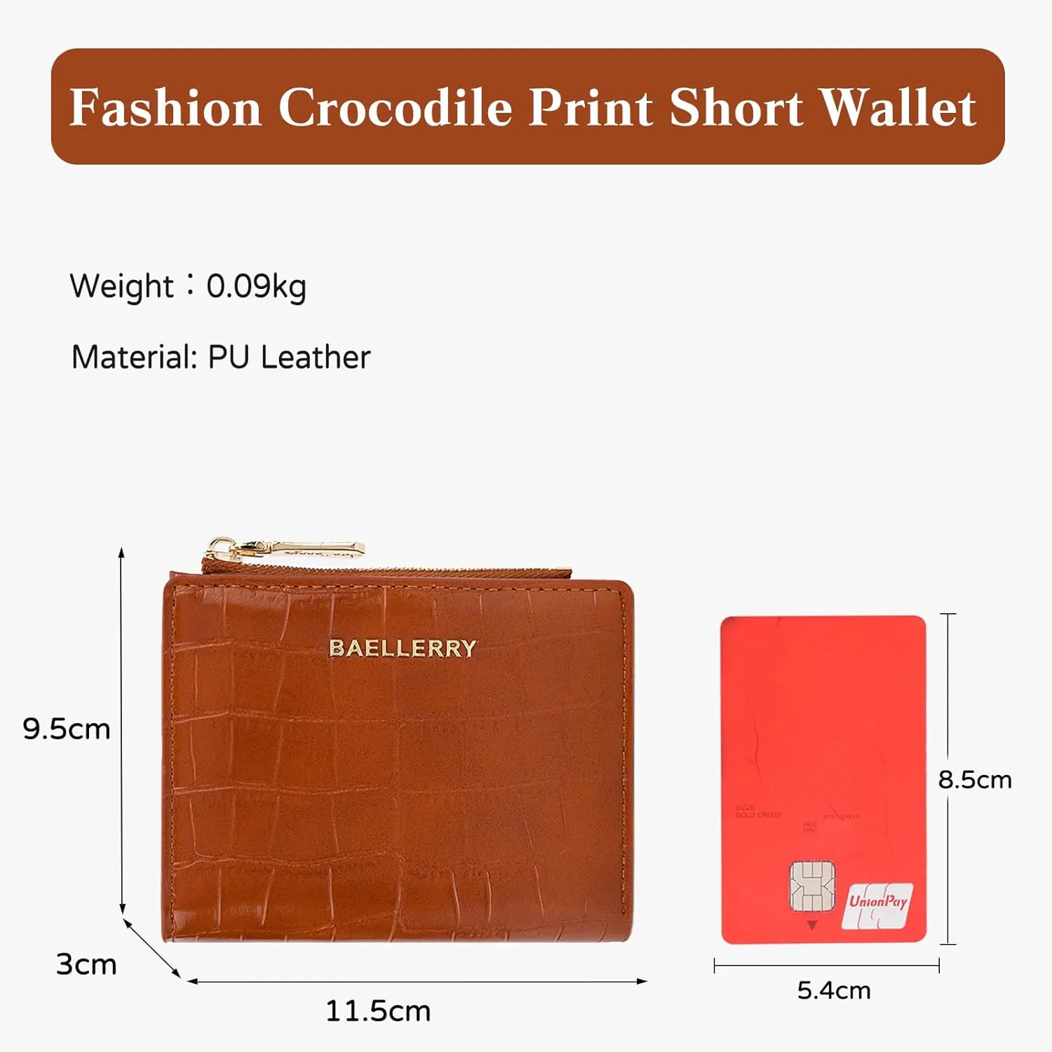 PORRASSO Fashion Wallet Ladies Minimalist Purse Women's PU Leather Change Pouch, Brown, L