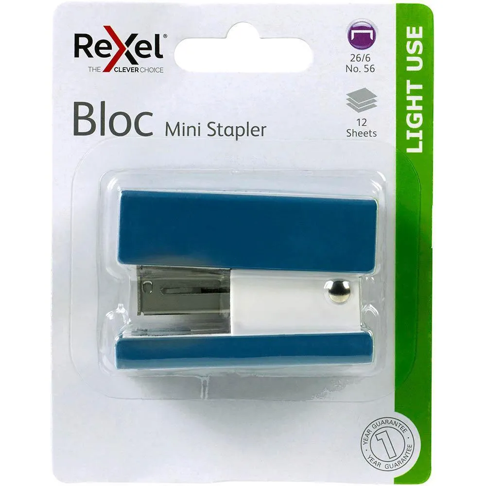Rexel Bloc Mini Stapler Blue